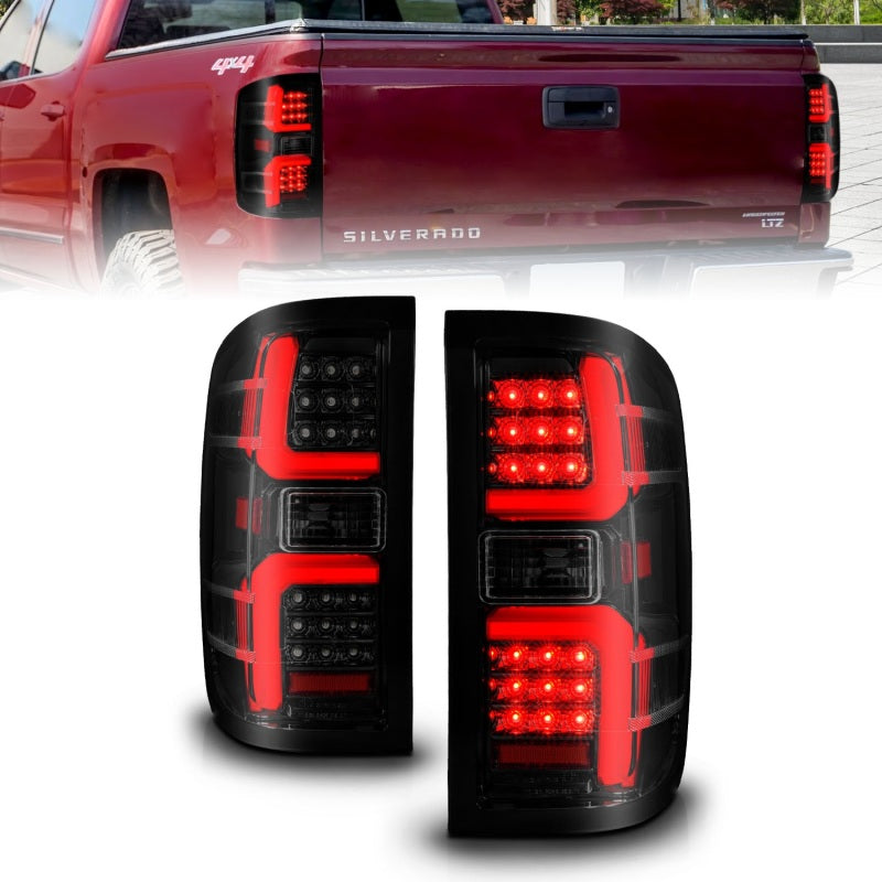 ANZO 15-19 Chevrolet Silverado 2500 HD/3500 HD LED Taillight w/ Sequential Black Housing/Smoke Lens ANZO Tail Lights  AXOPROS
