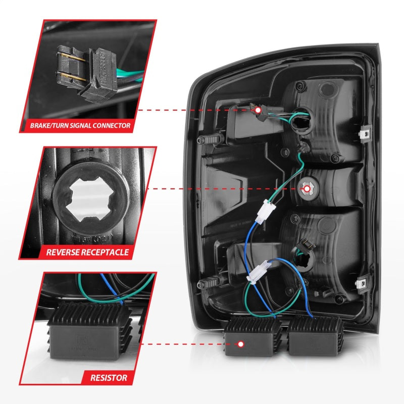 ANZO 15-19 Chevy Silverado 2500HD/3500HD (Factory Halogen Only) LED Tail Lights Black w/Clear Lens ANZO Tail Lights  AXOPROS