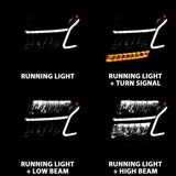 ANZO 15-20 Chevy Tahoe/Suburban LED Light Bar Style Headlights Black w/Sequential w/DRL w/Amber ANZO Headlights  AXOPROS