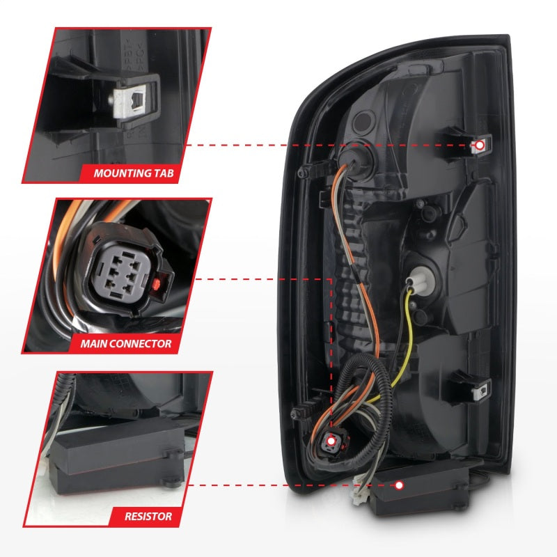 ANZO 15-21 GMC Canyon Full LED Tail Lights w/ Red Lightbar Black Housing Smoke Lens ANZO Tail Lights  AXOPROS
