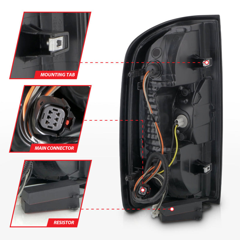 ANZO 15-21 GMC Canyon Full LED Tail Lights w/ Red Lightbar Black Housing Smoke Lens ANZO Tail Lights  AXOPROS