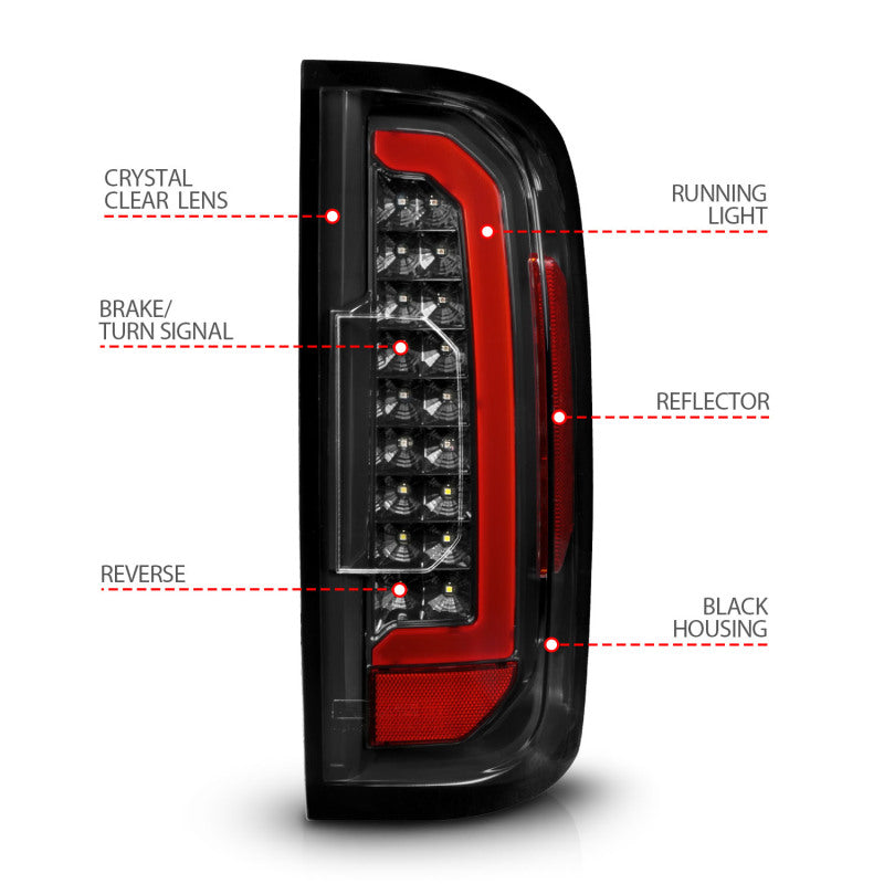 ANZO 15-21 GMC Canyon Full LED Taillights w/ Red Lightbar Black Housing/Clear Lens ANZO Tail Lights  AXOPROS