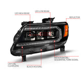 ANZO 15-22 Chevy Colorado Blk Housing Full LED DRL Projector Headlight w/ Sequential Light Bar ANZO Headlights  AXOPROS