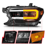 ANZO 16-22 Toyota Tacoma SR/SR5 ONLY Full LED Proj Headlights w/Light Bar Seq. Blk w/Initiation Lgt ANZO Headlights  AXOPROS