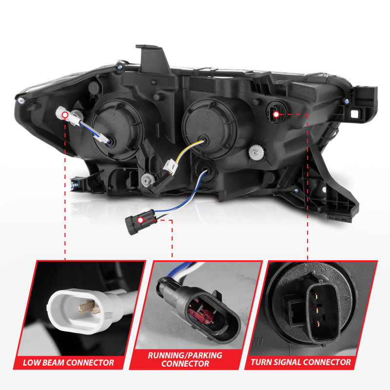 ANZO 16-22 Toyota Tacoma SR/SR5 ONLY Full LED Proj Headlights w/Light Bar Seq. Blk w/Initiation Lgt ANZO Headlights  AXOPROS