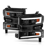 ANZO 19-22 Chevrolet Silverado 1500 LED Proj HL w/Lgt Bar SwBk Seq. Blk w/In. Light - Passenger Side ANZO Headlights  AXOPROS