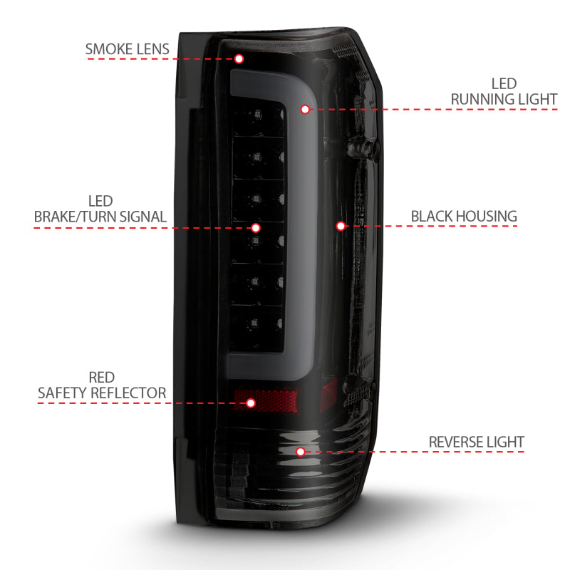 ANZO 1987-1996 Ford F-150 LED Taillights Black Housing Smoke Lens (Pair) ANZO Tail Lights  AXOPROS
