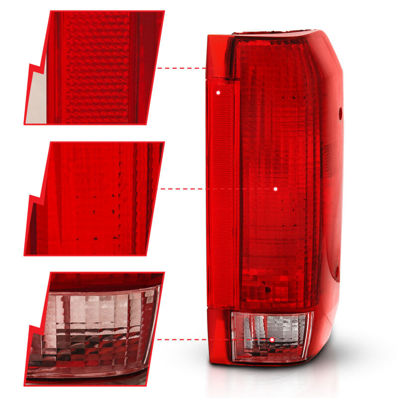 ANZO 1992-1996 Ford Bronco Taillight Red/Clear Lens (OE Replacement) ANZO Tail Lights  AXOPROS
