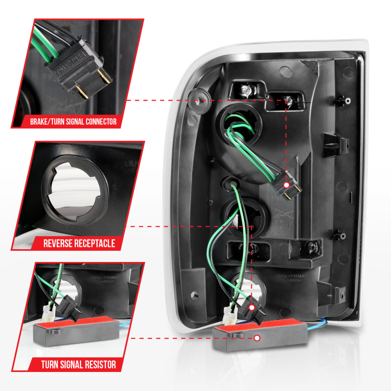 ANZO 1993-1997 Ford  Ranger LED Tail Lights w/ Light Bar Black Housing Smoked Lens ANZO Tail Lights  AXOPROS