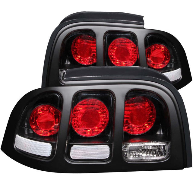 ANZO 1994-1998 Ford Mustang Taillights Black ANZO Tail Lights  AXOPROS