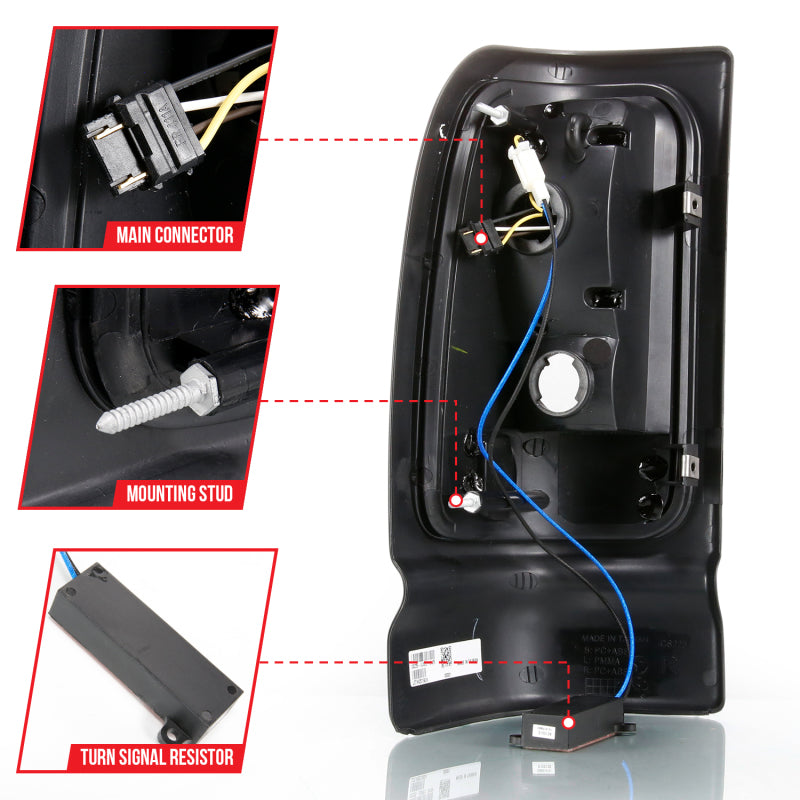 ANZO 1994-2001 Dodge Ram 1500 LED Taillights Plank Style Black w/Clear Lens ANZO Tail Lights  AXOPROS
