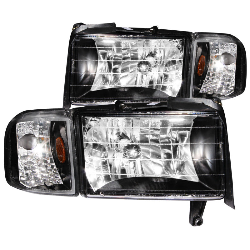 ANZO 1994-2001 Dodge Ram Crystal Headlights Black ANZO Headlights  AXOPROS