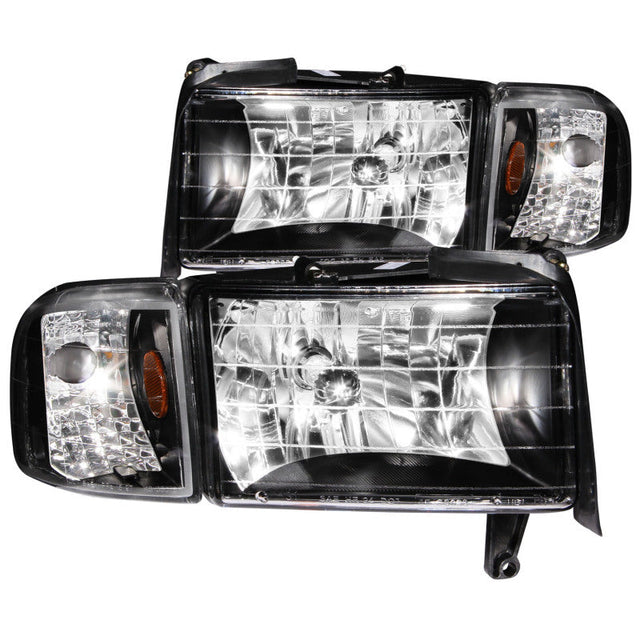 ANZO 1994-2001 Dodge Ram Crystal Headlights Black ANZO Headlights  AXOPROS