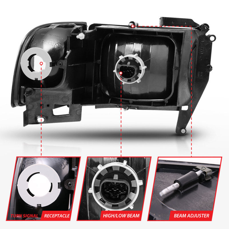 ANZO 1994-2001 Dodge Ram Crystal Headlights Black ANZO Headlights  AXOPROS