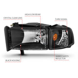 ANZO 1994-2001 Dodge Ram Crystal Headlights Black ANZO Headlights  AXOPROS