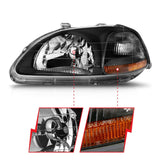 ANZO 1996-1998 Honda Civic Crystal Headlights Black ANZO Headlights  AXOPROS