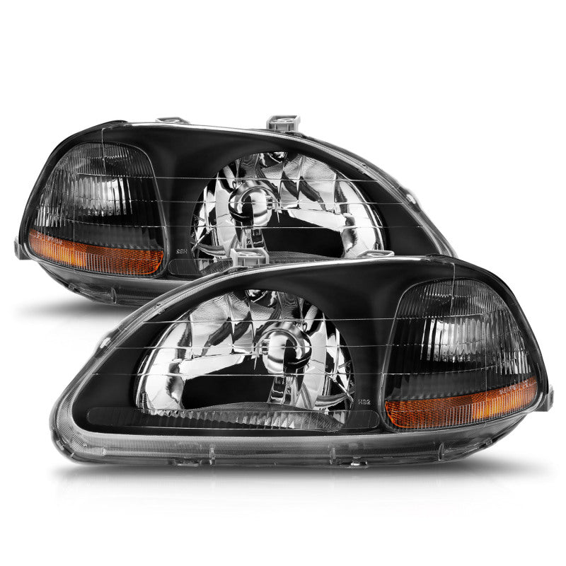 ANZO 1996-1998 Honda Civic Crystal Headlights Black ANZO Headlights  AXOPROS