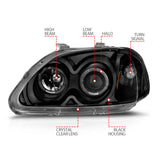 ANZO 1996-1998 Honda Civic Projector Headlights w/ Halo Black ANZO Headlights  AXOPROS