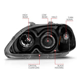 ANZO 1996-1998 Honda Civic Projector Headlights w/ Halo Black ANZO Headlights  AXOPROS