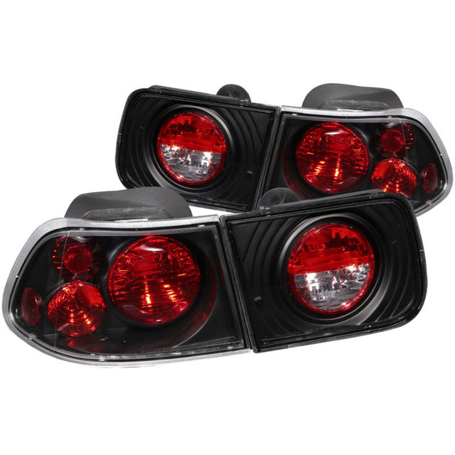 ANZO 1996-2000 Honda Civic Coupe Taillights Black ANZO Tail Lights  AXOPROS