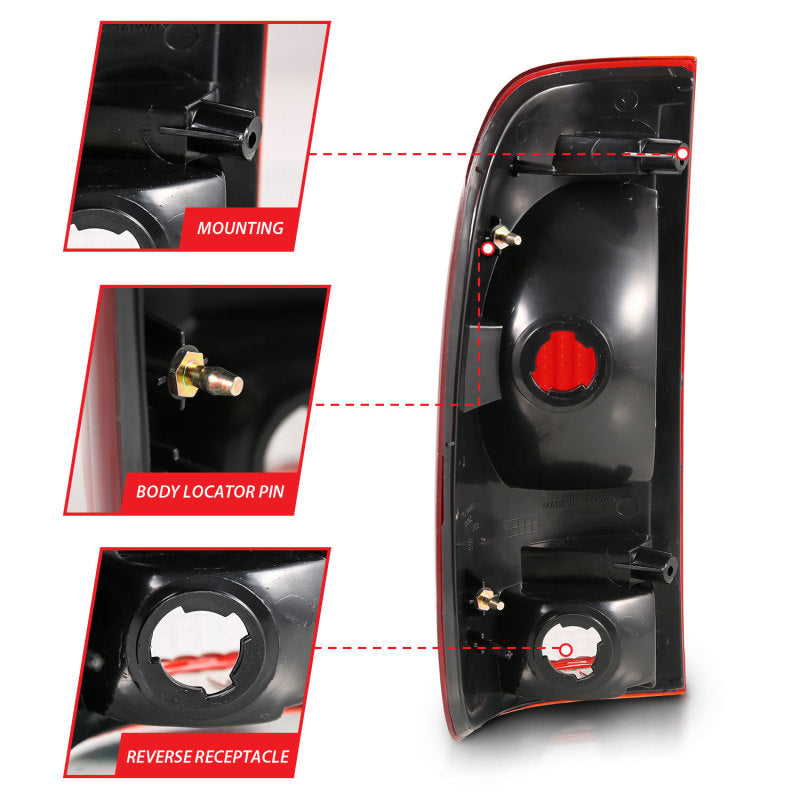 ANZO 1997-2003 Ford F-150 Taillight Red/Clear Lens (OE Replacement) ANZO Tail Lights  AXOPROS