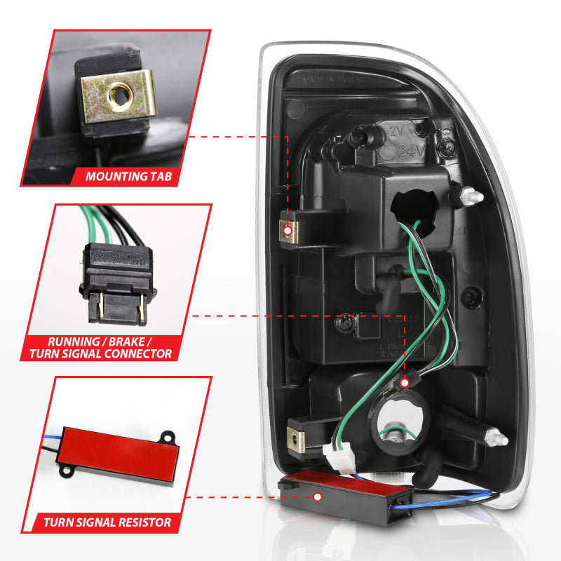 ANZO 1997-2004 Dodge Dakota LED Taillights Black Housing Clear Lens Pair ANZO Tail Lights  AXOPROS