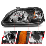 ANZO 1999-2000 Honda Civic Crystal Headlights Black ANZO Headlights  AXOPROS