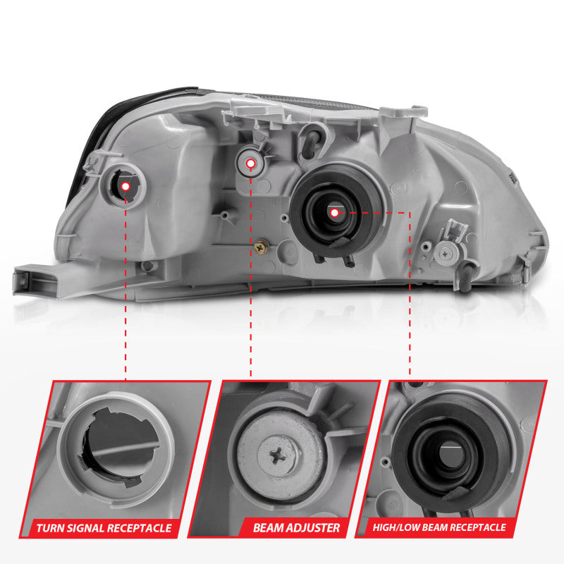 ANZO 1999-2000 Honda Civic Crystal Headlights Black ANZO Headlights  AXOPROS