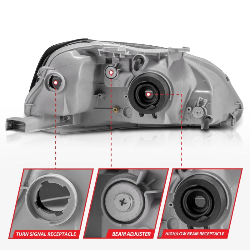 ANZO 1999-2000 Honda Civic Crystal Headlights Black ANZO Headlights  AXOPROS