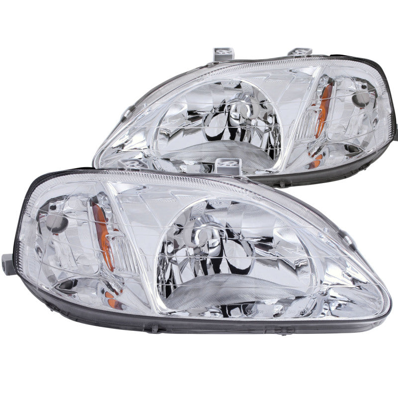ANZO 1999-2000 Honda Civic Crystal Headlights Chrome ANZO Headlights  AXOPROS