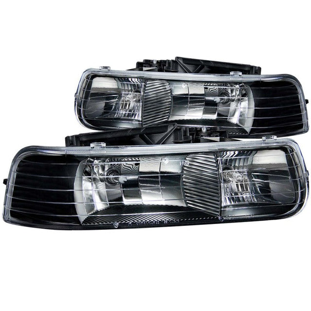 ANZO 1999-2002 Chevrolet Silverado 1500 Crystal Headlights Black ANZO Headlights  AXOPROS