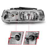 ANZO 1999-2002 Chevrolet Silverado 1500 Crystal Headlights Chrome ANZO Headlights  AXOPROS