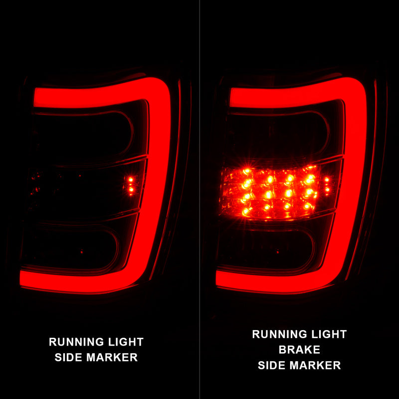 ANZO 1999-2004 Jeep Grand Cherokee LED Tail Lights w/ Light Bar Chrome Housing Red/Clear Lens ANZO Tail Lights  AXOPROS