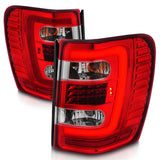 ANZO 1999-2004 Jeep Grand Cherokee LED Tail Lights w/ Light Bar Chrome Housing Red/Clear Lens ANZO Tail Lights  AXOPROS