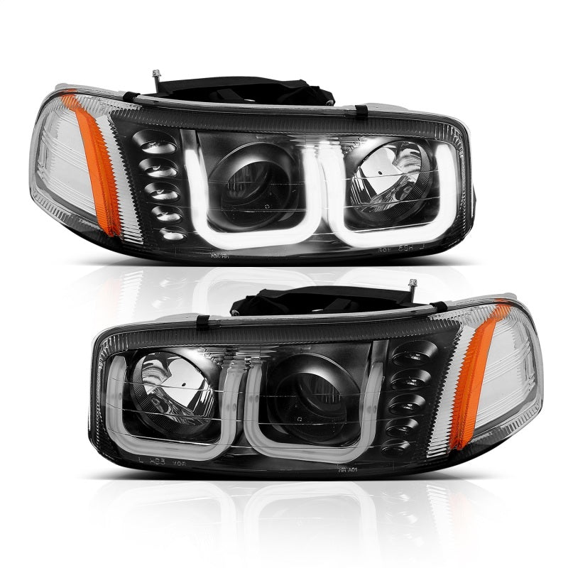 ANZO 1999-2006 Gmc Sierra 1500 Projector Headlights w/ U-Bar Black ANZO Headlights  AXOPROS