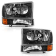 ANZO 2000-2004 Ford Excursion Crystal Headlight w/ Corner Light Black Amber (w/o Bulb) ANZO Headlights  AXOPROS