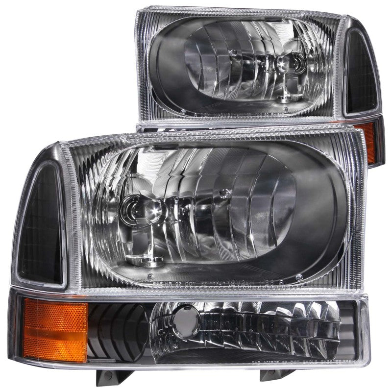 ANZO 2000-2004 Ford Excursion Crystal Headlights Black ANZO Headlights  AXOPROS