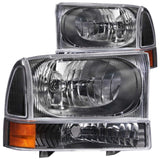 ANZO 2000-2004 Ford Excursion Crystal Headlights Black ANZO Headlights  AXOPROS
