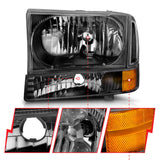 ANZO 2000-2004 Ford Excursion Crystal Headlights Black ANZO Headlights  AXOPROS