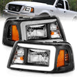 ANZO 2001-2011 Ford Ranger Crystal Headlights w/ Light Bar Black Housing ANZO Headlights  AXOPROS