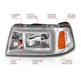 ANZO 2001-2011 Ford Ranger Crystal Headlights w/ Light Bar Chrome Housing ANZO Headlights  AXOPROS