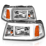 ANZO 2001-2011 Ford Ranger Crystal Headlights w/ Light Bar Chrome Housing ANZO Headlights  AXOPROS