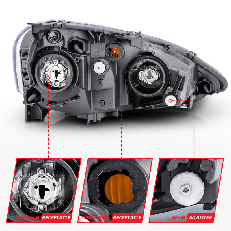 ANZO 2002-2004 Acura Rsx Crystal Headlights Black ANZO Headlights  AXOPROS
