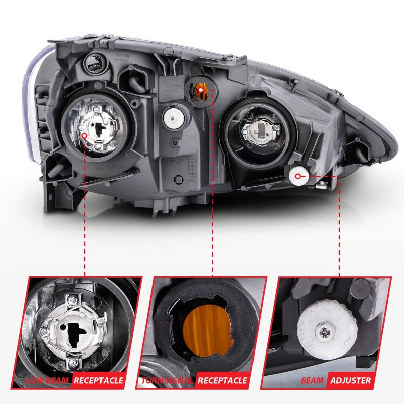 ANZO 2002-2004 Acura Rsx Crystal Headlights Black ANZO Headlights  AXOPROS