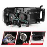 ANZO 2002-2005 Dodge Ram 1500 Projector Headlights w/ Halo Black Clear Amber ANZO Headlights  AXOPROS