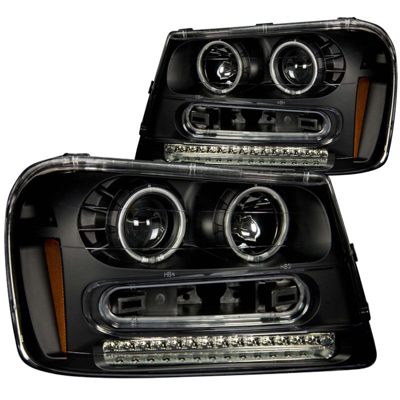 ANZO 2002-2009 Chevrolet Trailblazer Projector Headlights w/ Halo Black ANZO Headlights  AXOPROS
