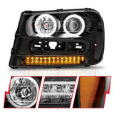 ANZO 2002-2009 Chevrolet Trailblazer Projector Headlights w/ Halo Black ANZO Headlights  AXOPROS