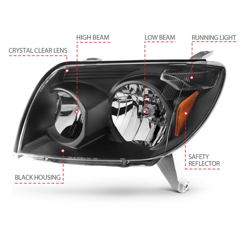 ANZO 2003-2005 Toyota 4Runner Crystal Headlights Black ANZO Headlights  AXOPROS