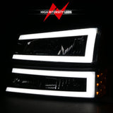 ANZO 2003-2006 Chevrolet Silverado 1500 Crystal Headlights w/ Light Bar Black Housing ANZO Headlights  AXOPROS