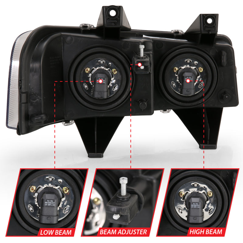 ANZO 2003-2017 Chevy Express Crystal Headlight Black ANZO Headlights  AXOPROS